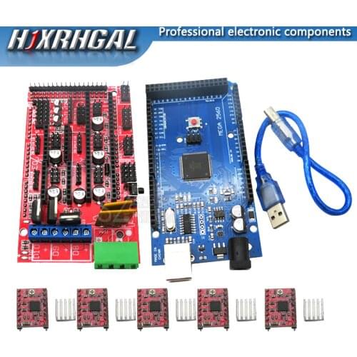 Ramps 1.4 Kit Mega 2560 R3 for arduino + 1pcs RAMPS 1.4 Controller + 5pcs A4988 Stepper Driver Module 3D Printer Kit