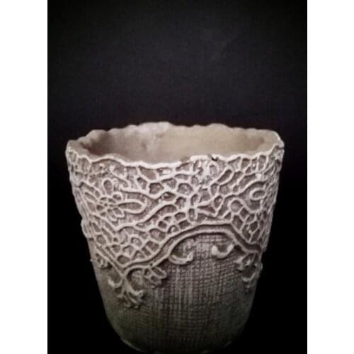 Lace Design Flowerpot Silicone Concrete Mold for Clay Pot Molds Retro Home Landsape Succulent Planter Cement Mould