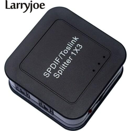 Larryjoe Portable Mini SPDIF TOSLINK Fiber Divider Digital Optical 1x3 1 Input 3 Output Audio Splitter Adapter