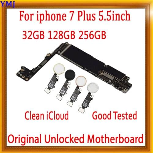 32gb/64gb/256 for iPhone 7 plus Motherboard with IOS Original unlock icloud for iphone 7 5.5 inch Mainboard with Chips MB Plate