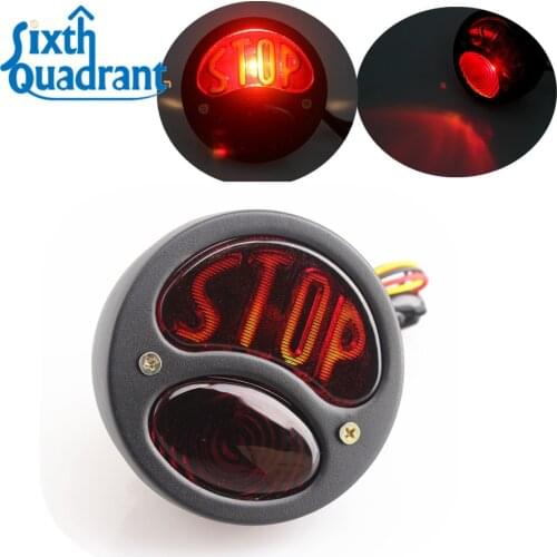 Metal Motorcycles Brake Lights STOP Displayed Rear Tail Light For Vintage Motorcycles Harley Davidson Honda Cafe Racer etc