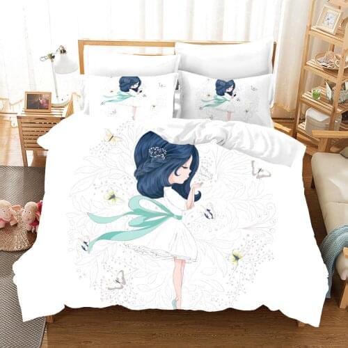 Cartoon Little Girl Bedding Set Kawaii 3d Duvet Cover Sets Comforter Bed Linen Twin Queen King Single Size Luxury Fashion Gift