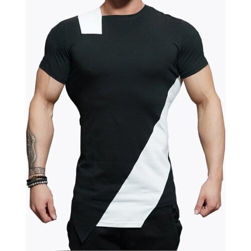 Men T-Shirt Clothing Summer Patch Color White Black O-Neck Casual Printing Short Sleeve Cotton Tee Shirt Tops 005