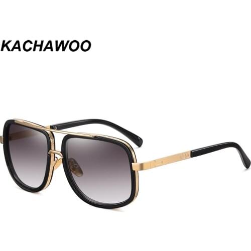Kachawoo metal square sunglasses male black blue metal sun glasses fashion style female trending eyewear gradient lens hot sale