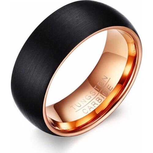 Mens Black Ring 8mm Wedding Ring Interface Matte Surface Titanium Steel Jewelry for Anniversary Gift