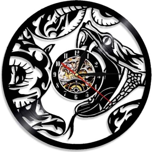Snake Hissing Vinyl Record Wall Clock Rattlesnake Wildlife Home Decor Silent Quartz Clock Watch Reptile Desert Nature Lover Gift