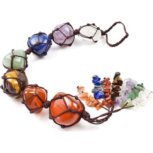 Natural Crystal Stone Colorful Seven Chakra Energy Stone Hand-woven Ornaments DIY Jewelry Accessories