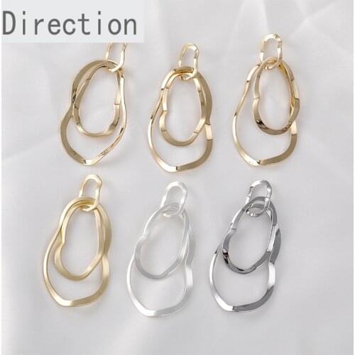 14K gold clad color preserving copper plated dumb gold dumb silver irregular oval DIY retro Earrings materials