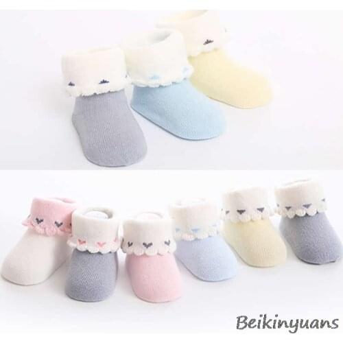 Baby socks newborn girl love Princess lace short socks Flanging knee socks lose Baby toddler sock boneless 0 to1s year