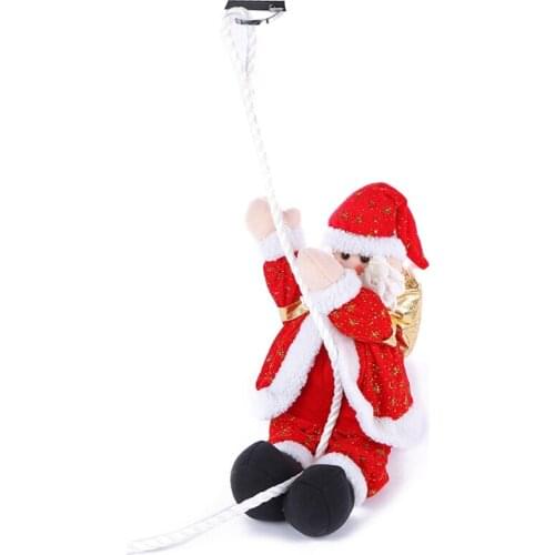 N1HF Christmas Tree Pendant Ornament Novelty Santa Claus Climbing Rope Plush Doll Toy for Xmas Home Party Wall Showcase Gifts