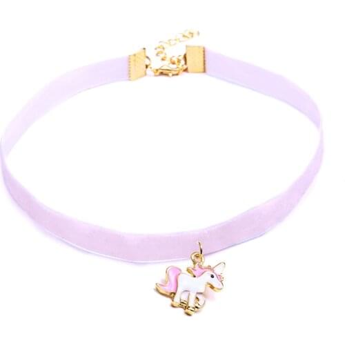 Necklace For Girls Children Kids Enamel Cartoon jewelry Women Animal Lace Choker Necklace Pendant Party