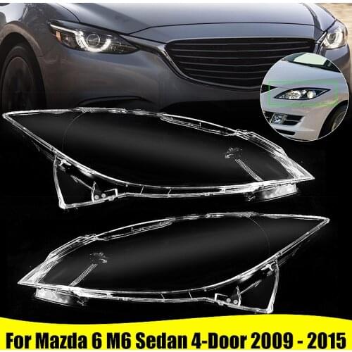 Pair Car Front Headlight Lens Light Cover Lampshade For Mazda 6 M6 Sedan 4-Door 2009 2010 2011 2012 2013 2014 2015