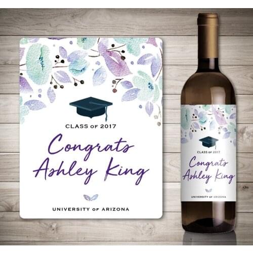 Personalized Graduation Wine Label, Custom Gift for Graduation Party, Wine Bottle Stickers, Congrats Grad Gift Wine Stickers
