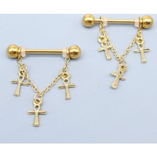 Piercing pezon body sexy chain cross sieraden 316l stainless steel barbell nipple ring femme bijoux luxe acessórios 2pcs