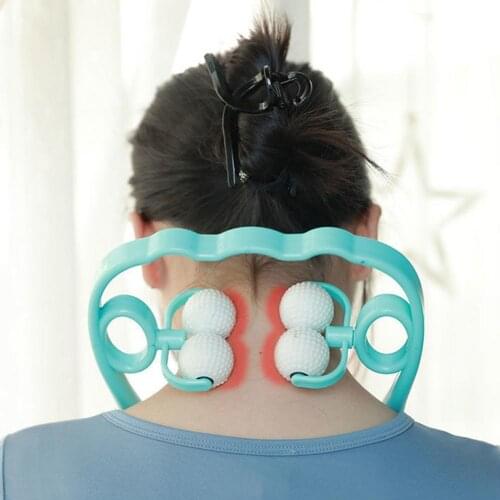 Manual U-Shaped Cervical Spine Massager Hand-Held Roller Kneading Tool Pressure Relieve Neck Massager Tool Fitness Equipment