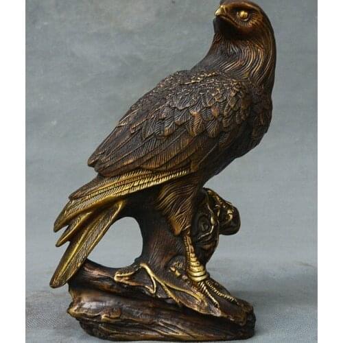 Collect Chinese Folk Pure Bronze Copper Fengshui Wealth Animal Bird Eagle Statue