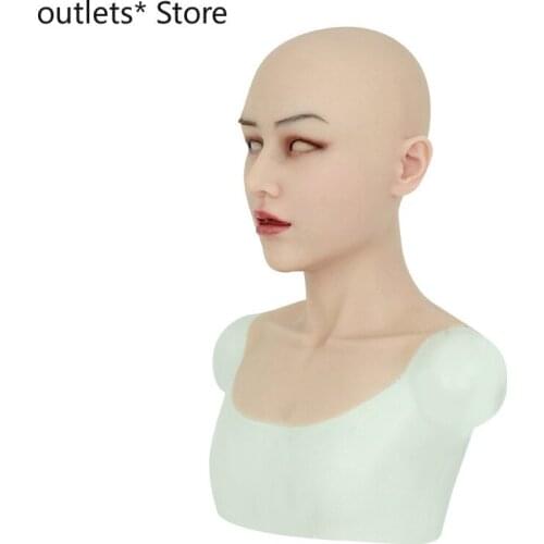 Mask Silicone Artificial Realistic Long Neck Mask for Crossdresser Halloween Transgender Shemale Sexy Cosplay