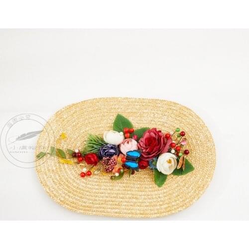 Handmade Flower Butterfly Straw Fascinator Hat Headwear DIY Vintage Straw Bonnet Cap Lolita Photo Shoot Forest Floral Headpiece