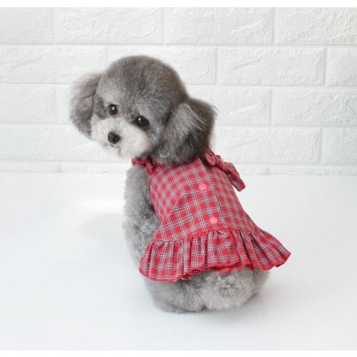 Spring and Summer Dog Clothes with Big Bow Decor Yellow Red Colors Dress Dog Skirt Pet Clothes Small Dog Clothes