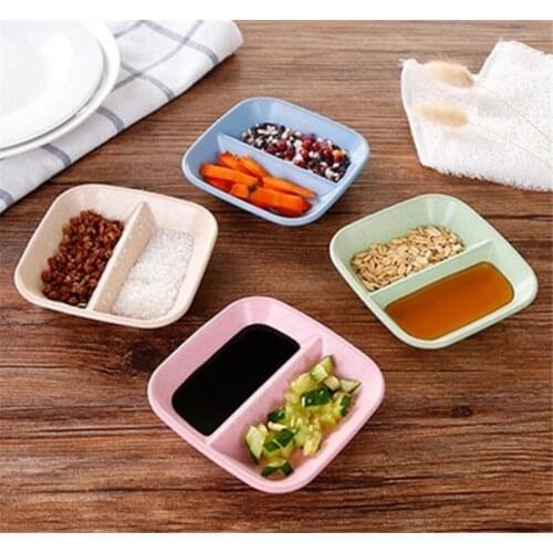 1Pcs Double Grid Sauce Dish Versatile Dish Sauce And Vinegar Tableware Condiment Bowl Cooking Tool Seasoning Plate Kitchen Tool