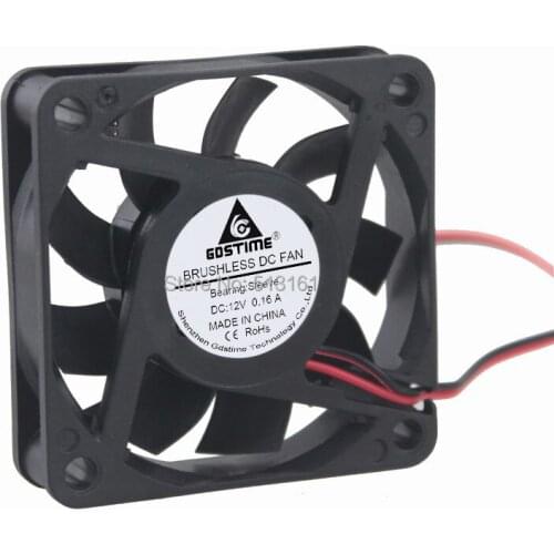 10pcs/lot Gdstime 2Pin 60mm 60X60x15mm 12V DC Brushless Cooling Fan 6cm Cooler