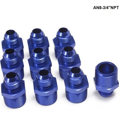 10PCS/LOT Straight Male Oil Cooler Fuel Oil Hose Fitting Adapter AN8-3/4''NPT