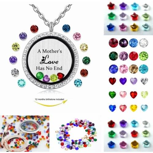 120pcs 3/4/5mm Heart Round Star Flower Charms Glass Birthstone Floating Charms Living Glass Memory Floating Lockets Diy Jewelry