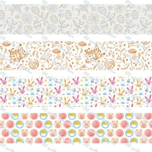 16-75MM Easter printed Grosgrain Ribbon 50 Yards/Roll Tape Clothing Bakery Hairbow Gift wrapping Accessory Hairbow Head