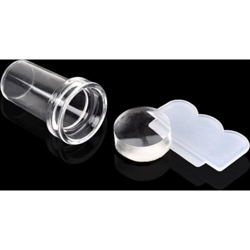 2.4cm Nail Transparent Seal Nails Full Handle Handle Stamp Head Flower Scraper Drop Shipping 1Set