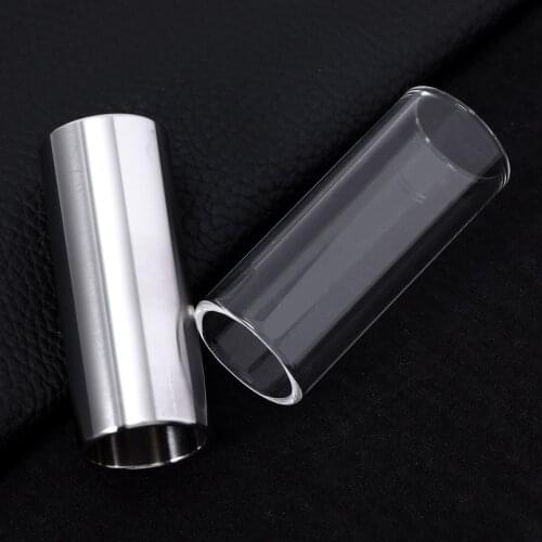 2 Pcs 60MM Glass Slide Medium Bottleneck Slide Guitar Stainless Steel Slide Accessories for Guitar Bass Guitar Parts Accessories