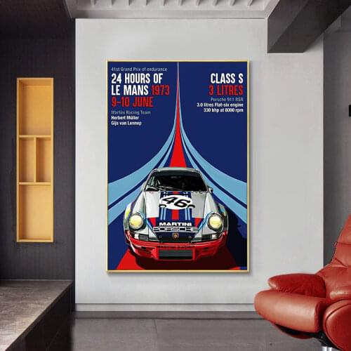 24 Hours Of Le Mans 1973 On Canvas Print Nordic Poster Wall Art Picture For Living Noom Home Decoration Frameless