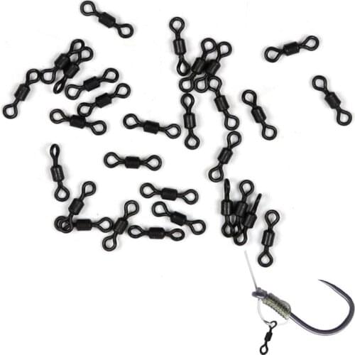 30pcs Carp Fishing Micro Rig Rolling Swivels for D-Rig Chod & Hinged Stiff Rigs Matt Black Fishing Terminal Accessory