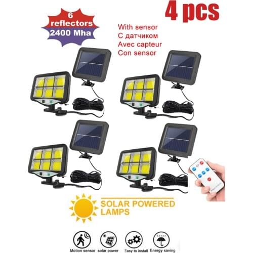 4pcs seperable Powerful LED Solar Light Outdoor For Garden Decoration Solar Lamp Powered Waterproof PIR Motion Sensor Street Lig
