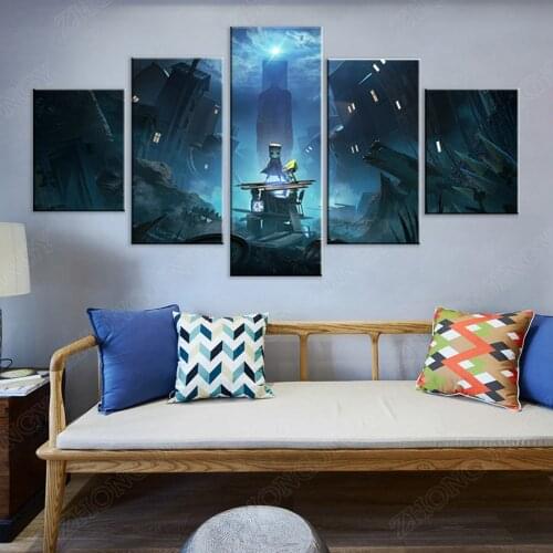5 panels Horror Adventure Game Little Nightmares Canvas Painting Wall Art Home Decor Modula Picture posters and Prints Room