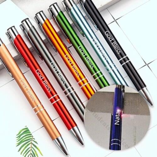 5pcs Laser Engraved LOGO Multicolor Ballpoint Pen New Personality GIft Pen FREE Customized School Office Pens Kid Stationery
