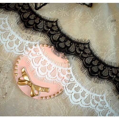 9M/Lot Black White Eyelash Lace Fabric Diy Clothing Accessories Lace Trim Width 4.5cm