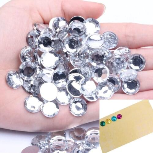 Acrylic Rhinestones Free Glue-on Sticker Crystal Mix Color Flatback Round Beads For Crafts Scrapbooking DIY Garments Decorations