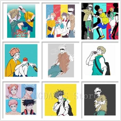 5D DIY Diamond Painting Anime Jujutsu Kaisen Yuji Itadori Fushiguro Megumi Diamond Mosaic Embroidery Cross Stitch Set Home Decor