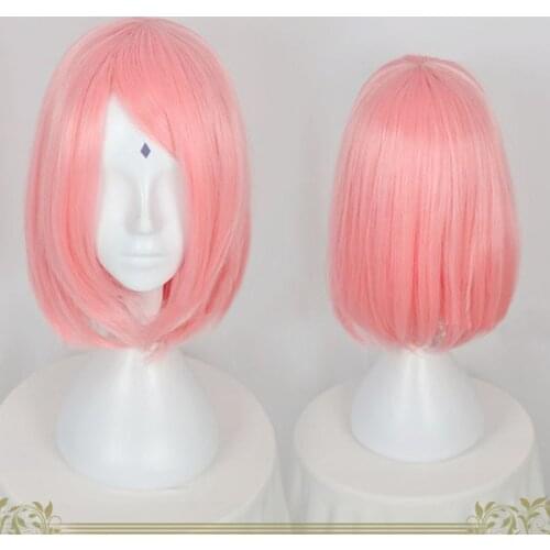 Anime NARUTO Haruno Sakura Short Pink Wig Heat Resistant Hair Cosplay Wigs + Wig Cap