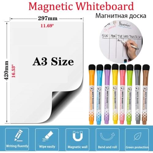 A3 Size Whiteboard Practice Writing Memo Message Dry Erase Calendar Board Stickers Stickers Magnetic White Board