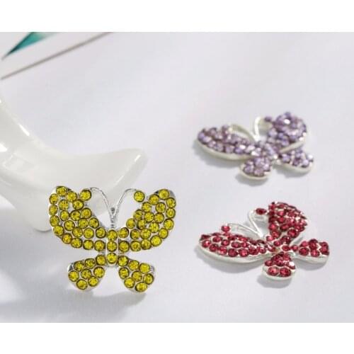 Free shipping 22mm butterfly rhinestonestone button flatback for DIY crafts invitation girl hair 10PCS/lot(BTN-5454)