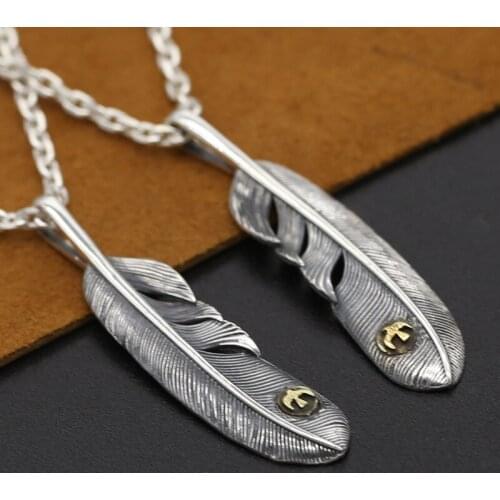 S925 Sterling Silver Takahashi Goro Jewelry Vintage Retro Thai Silver Handmade Personality Eagle Plumeria Pendant