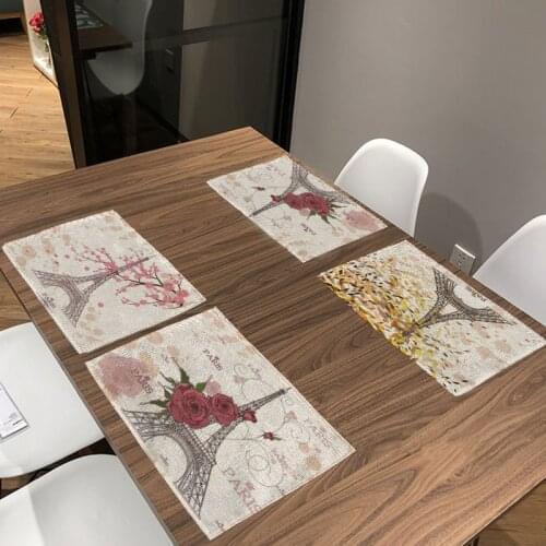 Flower Cloth Napin Autumn Paris TOWER Table Mat Kitchen Decoration Fashion Placemat Dining Accessories Wedding Table Napkin