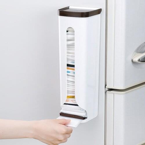 1PC Garbage Bag Holder Wall-Mounted Plastic Storage Box Cotton Pad Dispenser With Cover Household Kitchen Bathroom Accessories