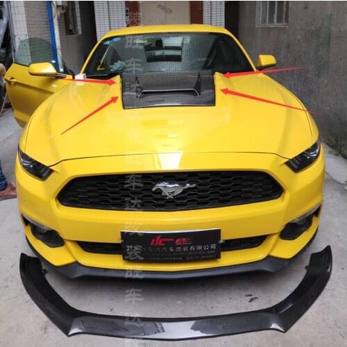 High Quality ABS Primer & Carbon Fiber Engine Hood Vent Cover For Ford Mustang 2015 2016 2017