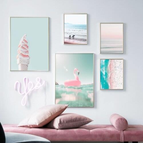 Blue Sky Sea Beach Palm Tree Life Quotes Wall Art Canvas Painting Nordic Posters And Prints Wall Pictures For Living Room Decor