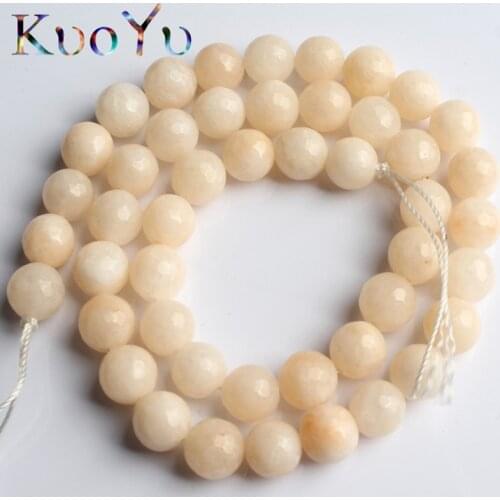 Faceted White Chalcedony Stone Beads Round Loose Spacer Beads 4/6/8/10/12 mm For Jewelry Making DIY Bracelet Necklace 15''Inches