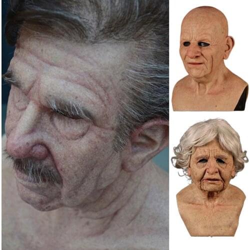 Halloween Masquerade Cosplay Old Bald and Grandpa Beard Scary Mask mask old man W0U8