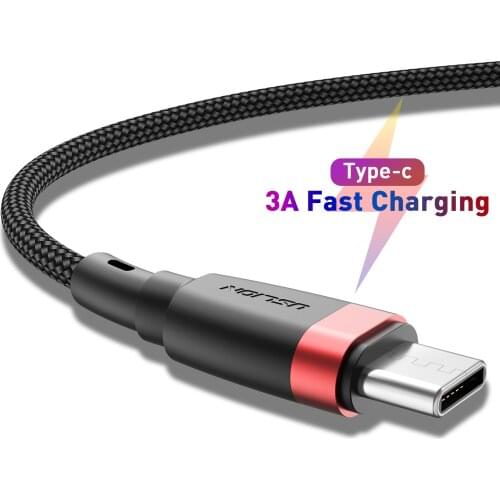 USLION USB Cable Type C Cable for Huawei P30 Fast Charger USB C Cable for Samsung S9 Mobile Phone Charging Wire Data Cable