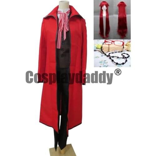 Black Bulter Shinigam Grell Sutcliff cosplay costume Full Set wig+Glasses